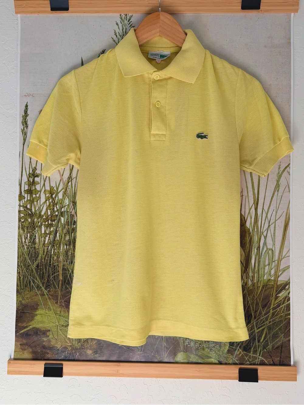Lacoste Light Yellow Short-Sleeve Polo with Green Crocodile